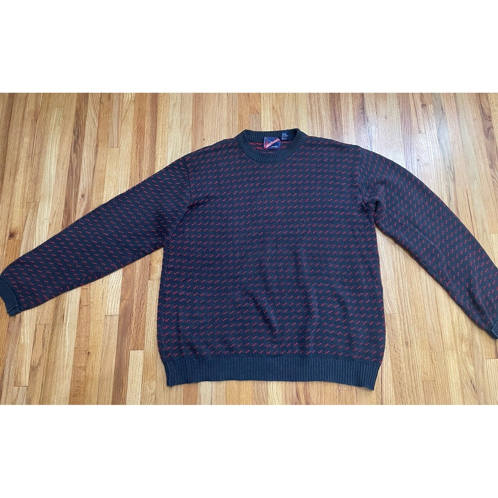 Mighty-Mac‎ Sweater Men's L Gray Birdseye Long Sleeve Ribbed Cuff Ramie Blend